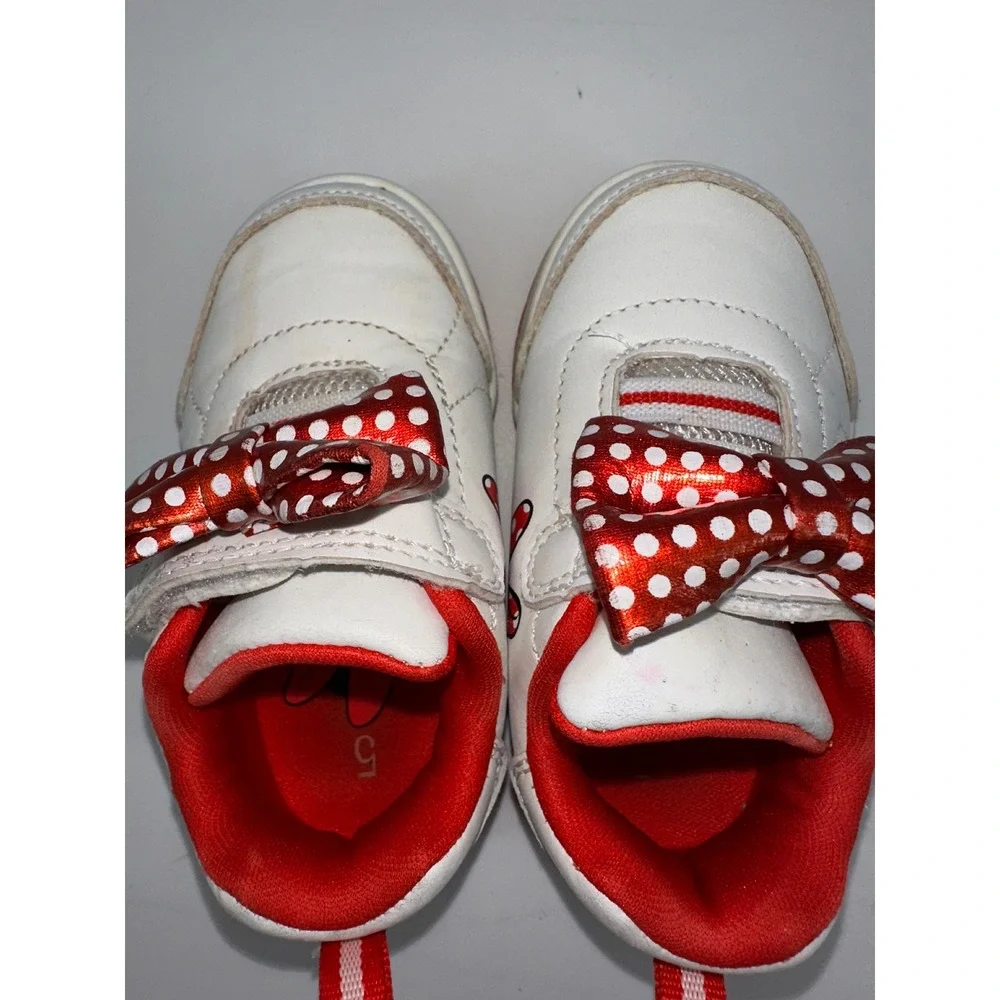 Disney Baby Minnie Mouse Sneakers White‎ Red Bow Toddler Shoes Size 5